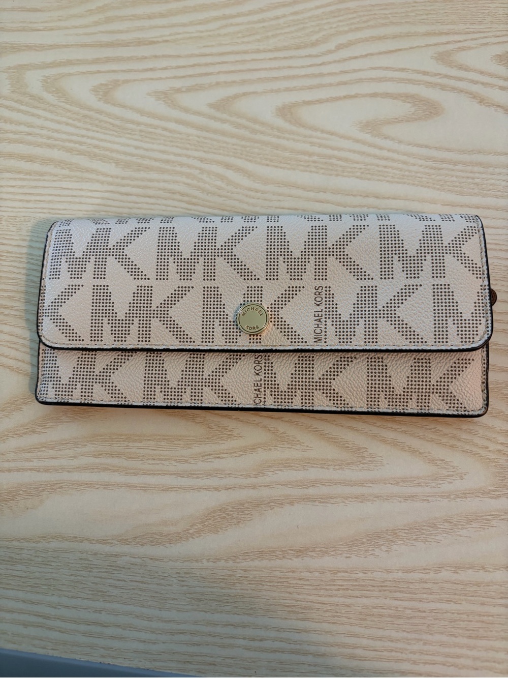 Michael Kors Pink Beige MK Logo Continental Wallet